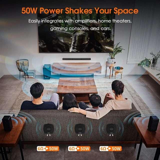Alt view image 3 of 7 - BS-1 Bass Shaker: 50W High Power Tactile Transducer - Subwoofer Lows for Home Theater, Car Audio & Gaming Chair Vibration Immersion (1 PC)