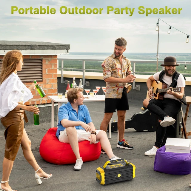 Alt view image 6 of 7 - Portable Bluetooth Speaker 120W Peak 80W Wireless Speakers, TWS Pairing, Deep Bass, Hi-Fi Loud Speaker, IPX6 Waterproof, DSP Sound Boombox for Outdoor, Camping, Party, Beach