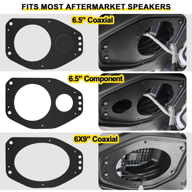 Alt view image 3 of 7 - Upgrade 6.5" / 6" x 9" Sound Bar Speaker Pod Adapters with Tweeter Adapters Fit for Jeep Wrangler JL JLU 2018-2023 & Gladiator JT 2020-2023 Top Roof Left & Right Rear Speakers Tuned