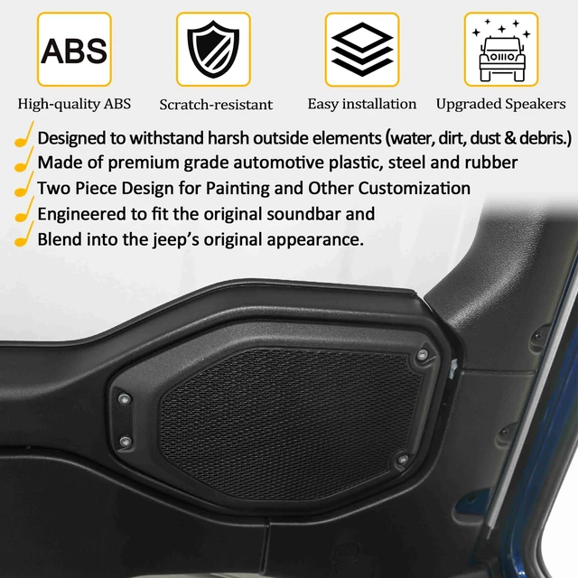 Alt view image 5 of 7 - Upgrade 6.5" / 6" x 9" Sound Bar Speaker Pod Adapters with Tweeter Adapters Fit for Jeep Wrangler JL JLU 2018-2023 & Gladiator JT 2020-2023 Top Roof Left & Right Rear Speakers Tuned
