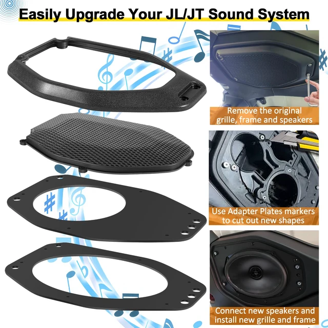 Alt view image 4 of 7 - Upgrade 6.5" / 6" x 9" Sound Bar Speaker Pod Adapters with Tweeter Adapters Fit for Jeep Wrangler JL JLU 2018-2023 & Gladiator JT 2020-2023 Top Roof Left & Right Rear Speakers Tuned