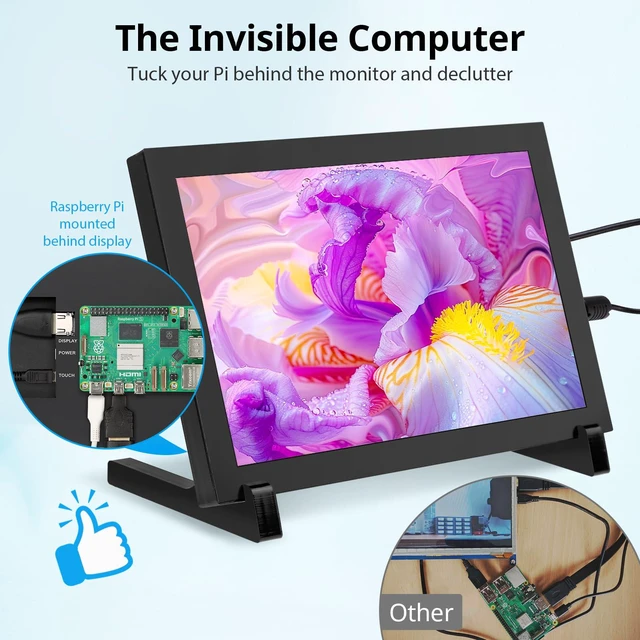 Alt view image 7 of 7 - 8 Inch Touchscreen Monitor, 1280x800 IPS LCD HD Display with Stand, Portable Capacitive Touch Screen Compatible for Raspberry Pi 3/4/5, Win 11/10/8/7, Jetson Nano, laptops, Game Consoles
