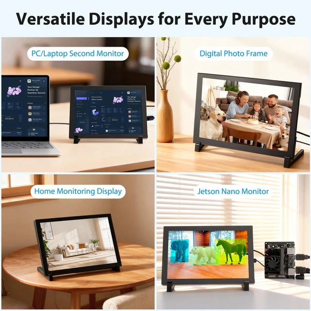 Alt view image 6 of 7 - 8 Inch Touchscreen Monitor, 1280x800 IPS LCD HD Display with Stand, Portable Capacitive Touch Screen Compatible for Raspberry Pi 3/4/5, Win 11/10/8/7, Jetson Nano, laptops, Game Consoles