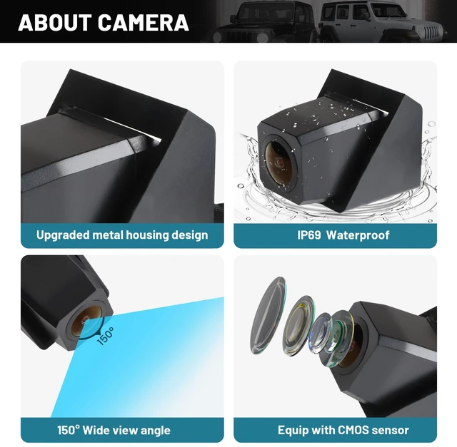 Alt view image 2 of 7 - Classic 3.0 Adjustable Spare Tire Backup Camera for Jeep Wrangler JK JKU Rubicon Sahara Sport Unlimited 2007-2018, Heavy-Duty Metal Housing Rear View Reverse Parking Off-Road Wheel Mount Camera