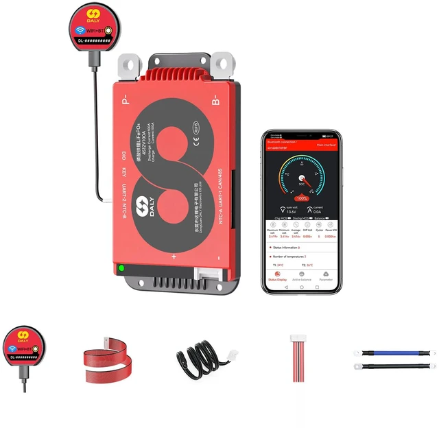 Main image of Smart BMS 4S 12V 100A LiFePO4 with WiFi Bluetooth Module CAN RS485 Battery Management System. Real-Time Remote Monitoring. Designed for Energy Storage, RVs, Golf Carts, Trolling Motors