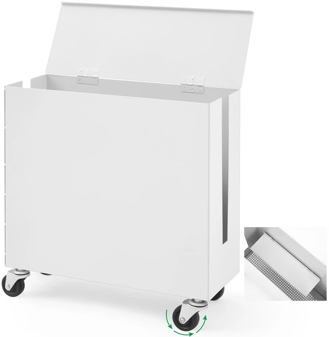 Main image of Extra Large Metal Cable Management Box with Caster Wheels, White Adjustable Cord Hider Box for Power Strip Router Hider Organizer Surge Protector Storage Organizer for Office, Home