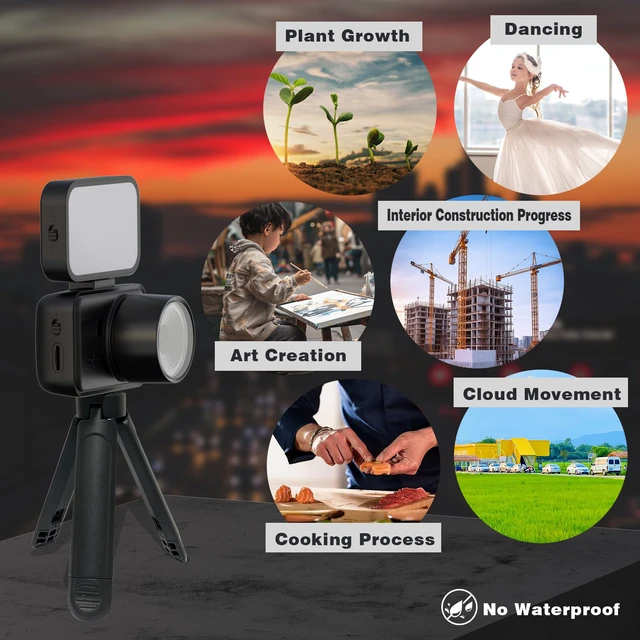 Alt view image 3 of 7 - Time Lapse Camera Manual Focus, Timelapse Camera Wi-Fi with App Control No LCD Screen, No Waterproof, Color Night Vision, 6-Month Battery, 32GB Storage, for Indoor Construction, Plant, Cooking