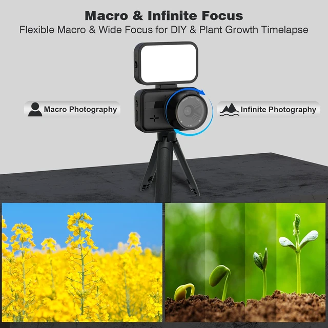 Alt view image 4 of 7 - Time Lapse Camera Manual Focus, Timelapse Camera Wi-Fi with App Control No LCD Screen, No Waterproof, Color Night Vision, 6-Month Battery, 32GB Storage, for Indoor Construction, Plant, Cooking