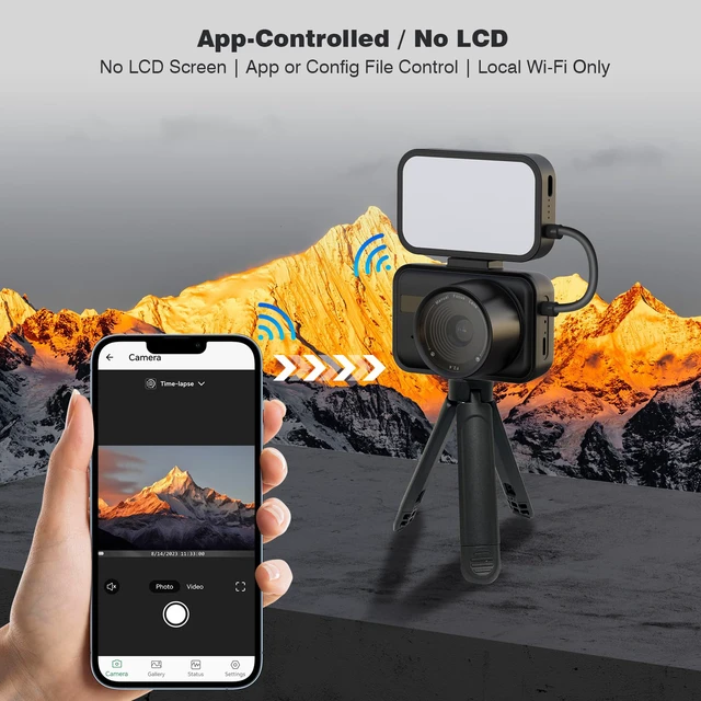 Alt view image 5 of 7 - Time Lapse Camera Manual Focus, Timelapse Camera Wi-Fi with App Control No LCD Screen, No Waterproof, Color Night Vision, 6-Month Battery, 32GB Storage, for Indoor Construction, Plant, Cooking