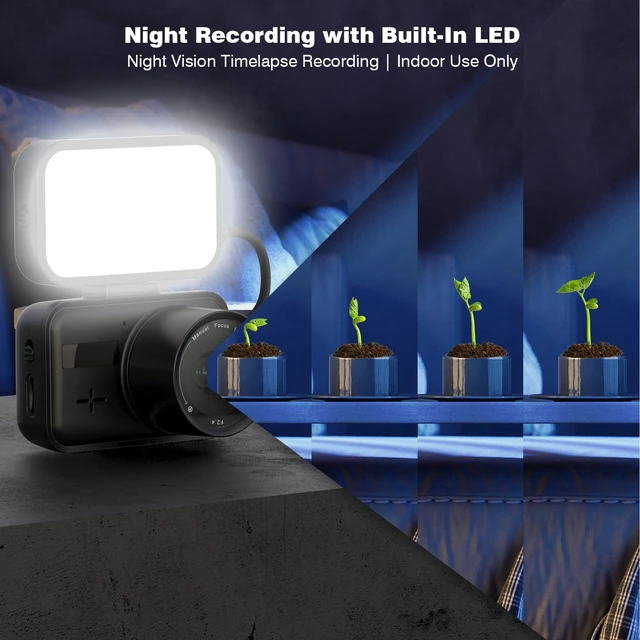 Alt view image 7 of 7 - Time Lapse Camera Manual Focus, Timelapse Camera Wi-Fi with App Control No LCD Screen, No Waterproof, Color Night Vision, 6-Month Battery, 32GB Storage, for Indoor Construction, Plant, Cooking