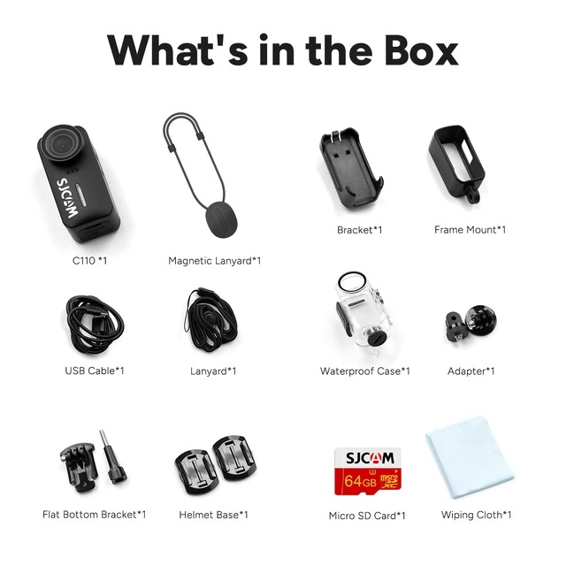 Alt view image 6 of 7 - C110 Small 4K Wearable Body Camera with 64GB Card,3H Battery,EIS Stabilization,30M Waterproof POV Camera for Sports,Biking & Helmet Mounting,Hands-Free Recording Underwater Action Camera