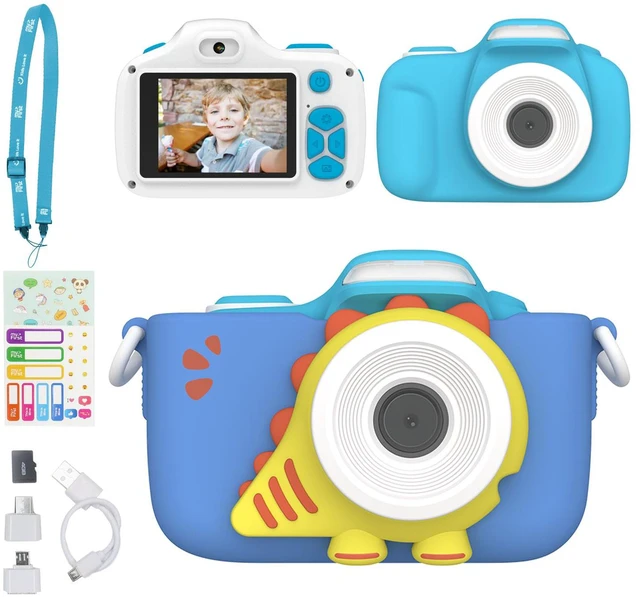 Main image of Kids Digital Camera with 16MP Photos, Selfie Lens and LED Flash Macro lens, Camera 3, MicroSD card included, travel photos, toy camera, birthday gift for boys and girls ages 3-12