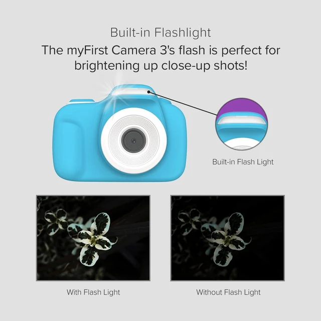 Alt view image 6 of 7 - Kids Digital Camera with 16MP Photos, Selfie Lens and LED Flash Macro lens, Camera 3, MicroSD card included, travel photos, toy camera, birthday gift for boys and girls ages 3-12