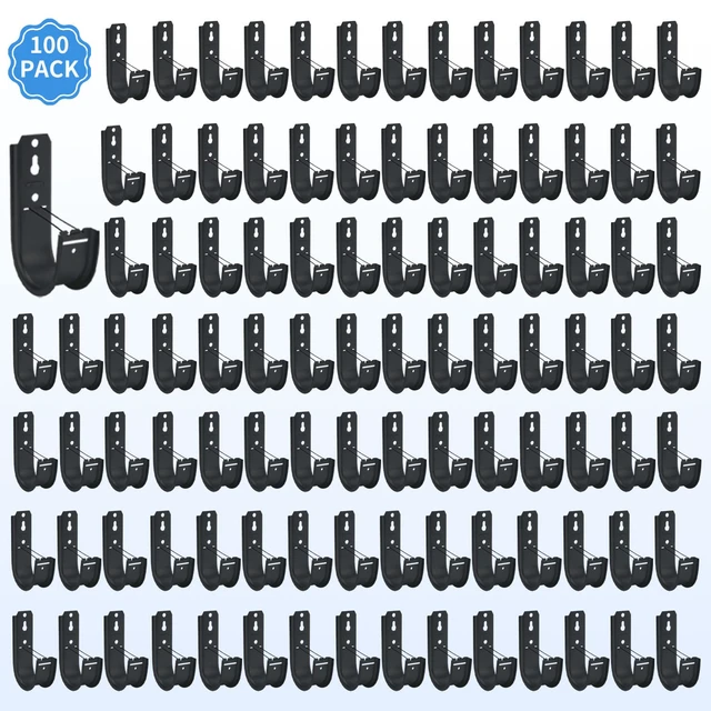 Alt view image 3 of 7 - 100 Pack 2-Inch Galvanized Steel Cable Support J-Hooks With Retainer Clips, Heavy Duty, Wall Mount Cable Management, For Structured Cabling & Organization
