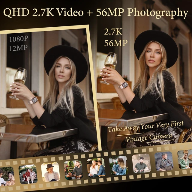 Alt view image 2 of 7 - Vintage Digital Camera, 2.7K Retro Point and Shoot Camera for Beginners | 56MP Vintage Camera, 2" IPS HD Waist-Level Screen, Autofocus Retro Cameras, 16X Zoom Compact Camara for Teens