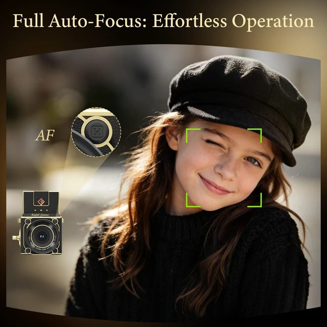 Alt view image 5 of 7 - Vintage Digital Camera, 2.7K Retro Point and Shoot Camera for Beginners | 56MP Vintage Camera, 2" IPS HD Waist-Level Screen, Autofocus Retro Cameras, 16X Zoom Compact Camara for Teens
