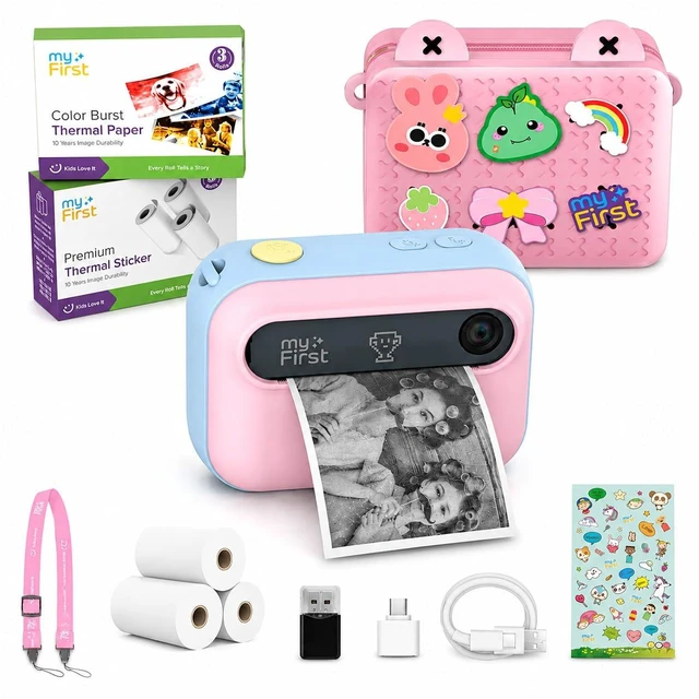 Main image of Kids Instant Print Camera, 16MP Camera, 9 Rolls Paper, Travel Case 7S inkless thermal printing, insta 20 bundle, selfie lens, toy camera, school travel play, birthday gift for girls ages 4-12