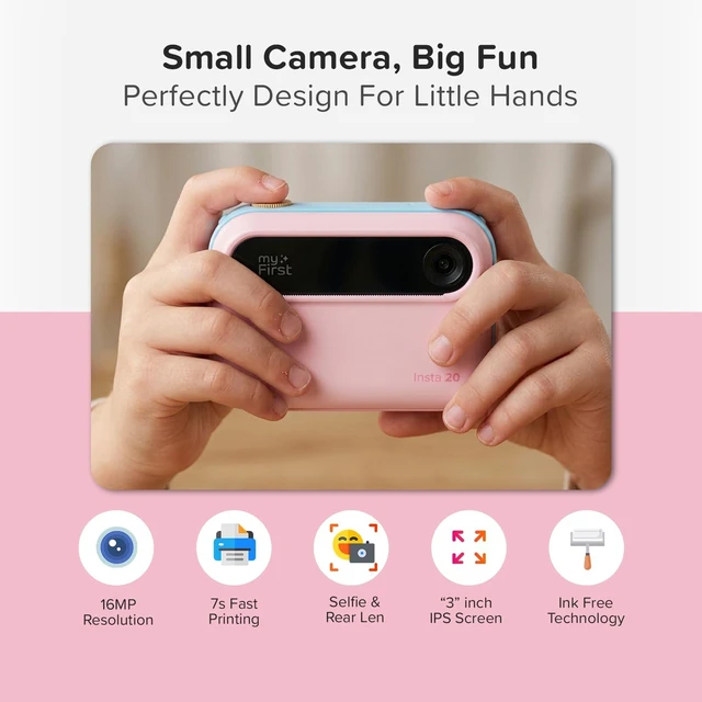 Alt view image 4 of 7 - Kids Instant Print Camera, 16MP Camera, 9 Rolls Paper, Travel Case 7S inkless thermal printing, insta 20 bundle, selfie lens, toy camera, school travel play, birthday gift for girls ages 4-12