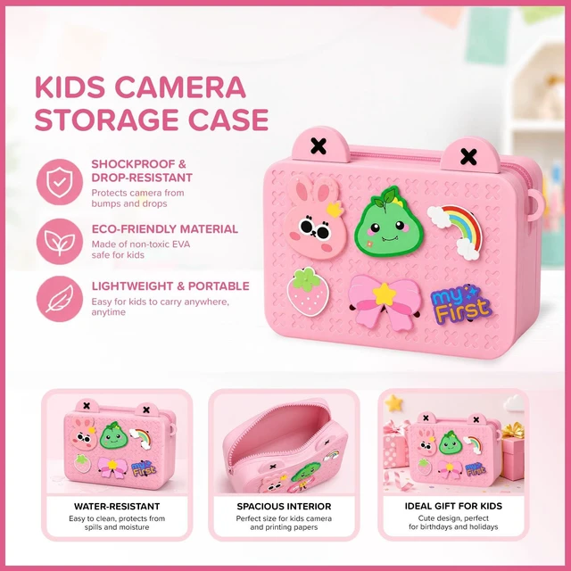 Alt view image 7 of 7 - Kids Instant Print Camera, 16MP Camera, 9 Rolls Paper, Travel Case 7S inkless thermal printing, insta 20 bundle, selfie lens, toy camera, school travel play, birthday gift for girls ages 4-12