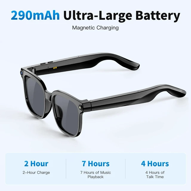 Alt view image 7 of 7 - 32GB AI Smart Glasses 4K HD Camera, 290mAh Battery, 8MP Anti-Shake Camera Glasses, Support Video Recording, Real-time Translation/GPT Lens Recognition, Photochromic Lens