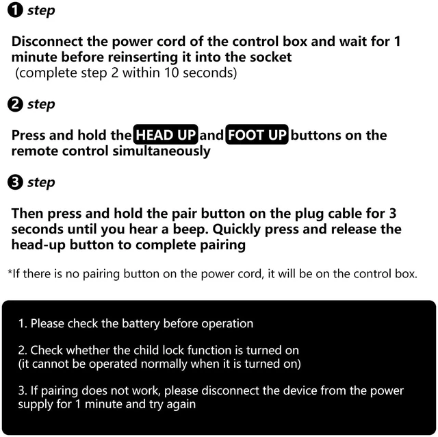 Alt view image 3 of 7 - Replacement Remote for Naomi Home Idealbase 89607/85307/96807 Bed Easy pairing,Responsive control,for 85587W/77793/77705/77794