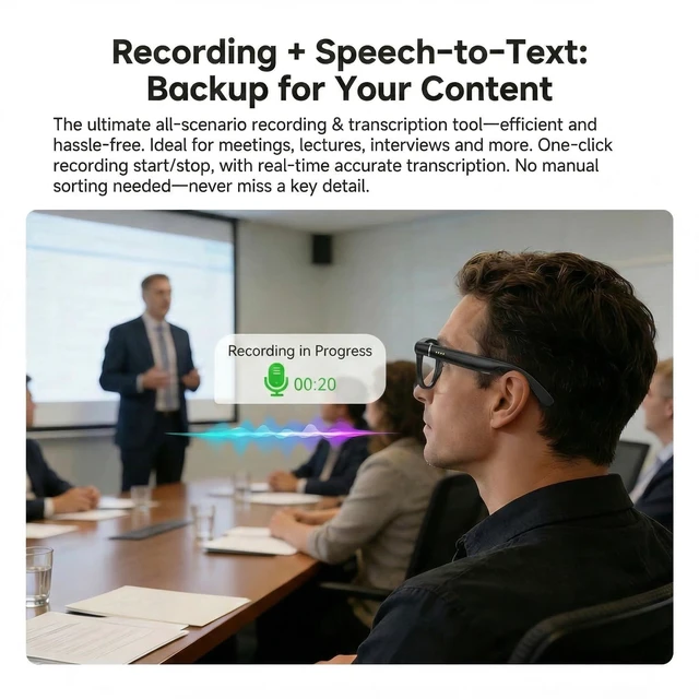 Alt view image 3 of 7 - Smart Glasses with AI Voice Assistant & 8MP Camera Hands-Free Video Recording, Open-Ear Audio, Real-Time Translation, IP54 Sports Sunglasses