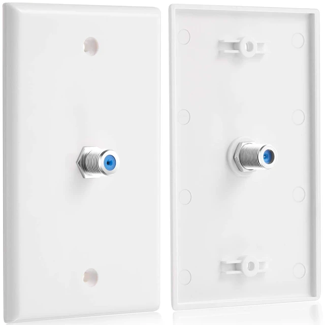 Alt view image 2 of 7 - 50 Pcs 1 Port TV Cable Wall Plate with F Connector, Blue Single Gang Covers for Rg6 Coaxial Cable, F Type Connector, Wall Mount Video Jack Outlets, Home Theater Management
