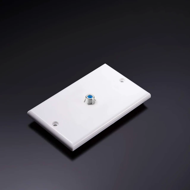 Alt view image 7 of 7 - 50 Pcs 1 Port TV Cable Wall Plate with F Connector, Blue Single Gang Covers for Rg6 Coaxial Cable, F Type Connector, Wall Mount Video Jack Outlets, Home Theater Management
