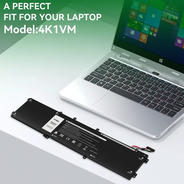 Alt view image 6 of 7 - 97Wh 4K1VM Battery Replacement for Dell G7 17 7700 Series Notebook W62W6 0W62W6 9TM7D 09TM7D XYCW0 0XYCW0 V0GMT NCC3D 0NCC3D NYD3W 0NYD3W 6-Cell