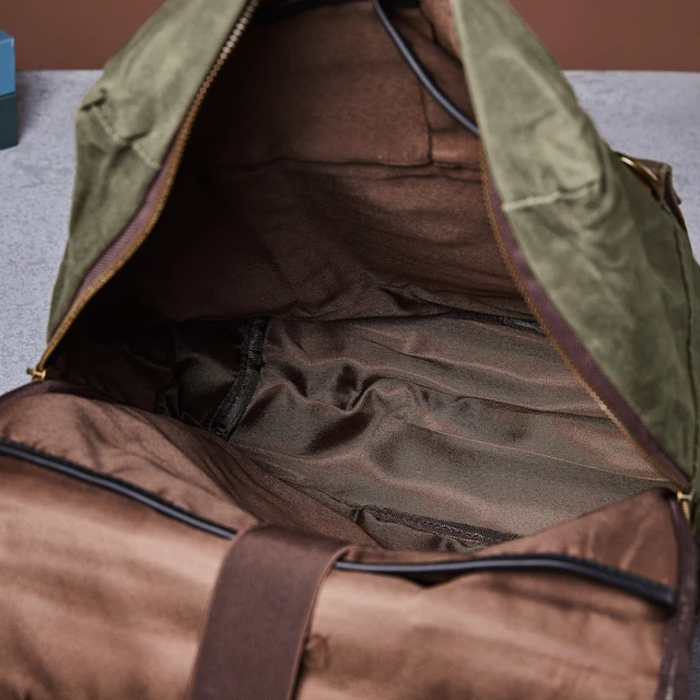 Alt view image 4 of 7 - Vintage Waterproof Waxed Canvas Leather Backpack for Men Women 15.6" laptop Travel Rucksack