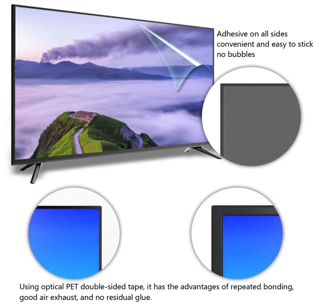 Alt view image 4 of 7 - XRRX 43-65 Inch TV Screen Protector, Frosted Matte Anti Glare Outdoor/Indoor Anti Blue LightDustproof Filter Film, Relieve Eye Strain and Sleep Better, for LCDLED4K OLED / 46in 1017x570mm