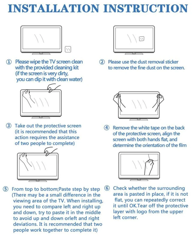 Alt view image 7 of 7 - XRRX 43-65 Inch TV Screen Protector, Frosted Matte Anti Glare Outdoor/Indoor Anti Blue LightDustproof Filter Film, Relieve Eye Strain and Sleep Better, for LCDLED4K OLED / 46in 1017x570mm