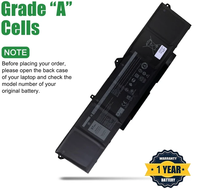Alt view image 4 of 6 - 9JRV0 CPX-53XP7 97Wh Laptop Battery Replacement for Dell Latitude 5521 5531 Precision 3561 3571 3581 3591 Series Notebook 53XP7 053XP7 05RGW 005RGW Black 11.4V 8071mAh