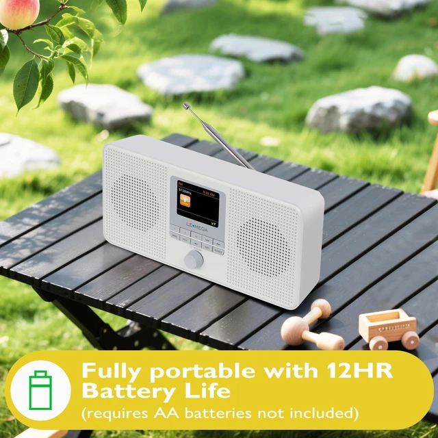 Alt view image 4 of 7 - IR4S Internet Radio, Podcasts, Spotify, Bluetooth, FM, Stone Grey 40 presets, alarm clock, full colour display, mains or AA battery, headphone jack, snooze, sleep timer, true 2.0 stereo