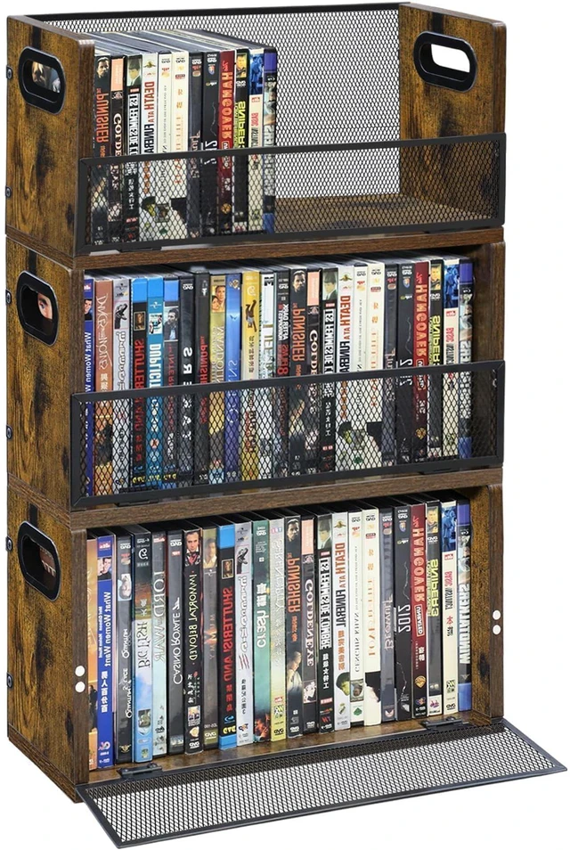 Main image of DVD Storage Rack - 3 Pack, Holds 84 DVD Cases or 96 Blu-ray Cases Desktop/Closet DVD/Blu-ray Rack, Space-saving, Holds Game Cases/Papers/Cards, Sturdy Metal, Compact