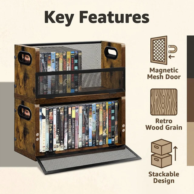 Alt view image 2 of 7 - DVD Storage Rack - 3 Pack, Holds 84 DVD Cases or 96 Blu-ray Cases Desktop/Closet DVD/Blu-ray Rack, Space-saving, Holds Game Cases/Papers/Cards, Sturdy Metal, Compact