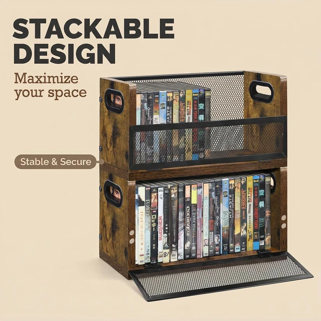 Alt view image 5 of 7 - DVD Storage Rack - 3 Pack, Holds 84 DVD Cases or 96 Blu-ray Cases Desktop/Closet DVD/Blu-ray Rack, Space-saving, Holds Game Cases/Papers/Cards, Sturdy Metal, Compact