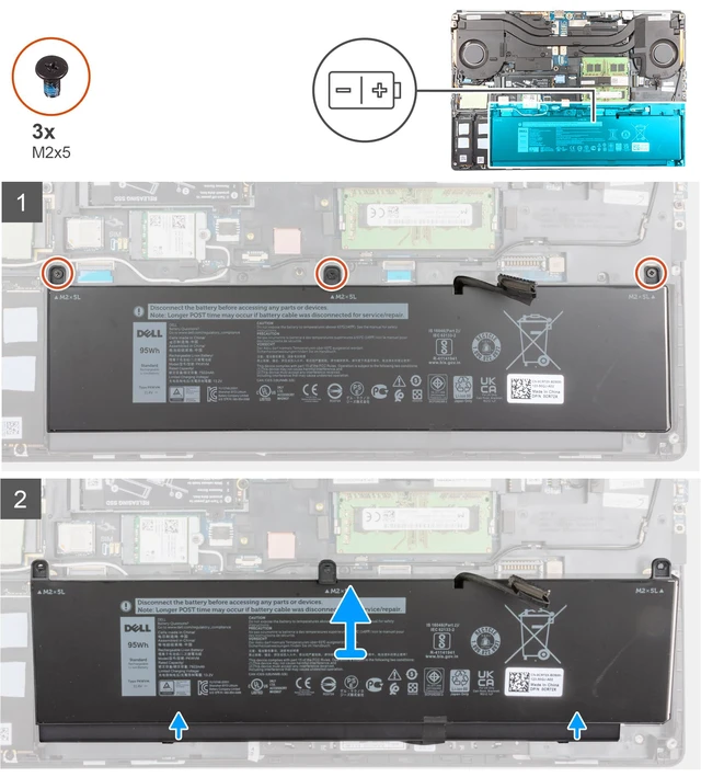 Alt view image 2 of 3 - DELL PKWVM 11.4V 95Wh 6-Cell Notebook Battery For Dell Precision 7550 7560 7750 7760 Series Laptop P44E P93F P44E001 P44E002 P93F001 P/N: PKWVM 0CR72X CR72X 068N03 0447VR3V 447VR CPA-447VR 017C86