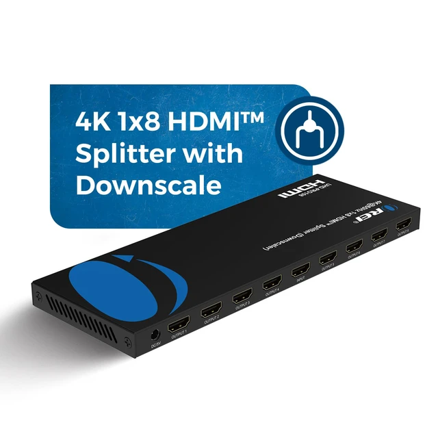 Alt view image 2 of 7 - 4K 1 in 8 Out HDMI Splitter - 8-bit, HDMI 2.0, HDCP 2.2, 18 Gbps 4:4:4, 4K @ 60Hz HDMI Duplicator/Distributor. Supports Advanced EDID Management