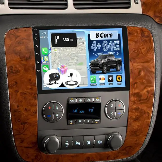 Main image of 8 Core Car Radio Stereo for GMC Yukon Chevy Silverado Tahoe Suburban 2007-2013,4G+64G Android 15 Wireless Carplay Android Auto,9 Inch Touchscreen Car Radio with GPS WiFi Bluetooth FM/RDS SWC Dual USB