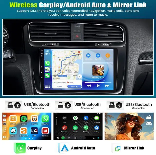 Alt view image 3 of 6 - 8 Core Car Radio Stereo for GMC Yukon Chevy Silverado Tahoe Suburban 2007-2013,4G+64G Android 15 Wireless Carplay Android Auto,9 Inch Touchscreen Car Radio with GPS WiFi Bluetooth FM/RDS SWC Dual USB