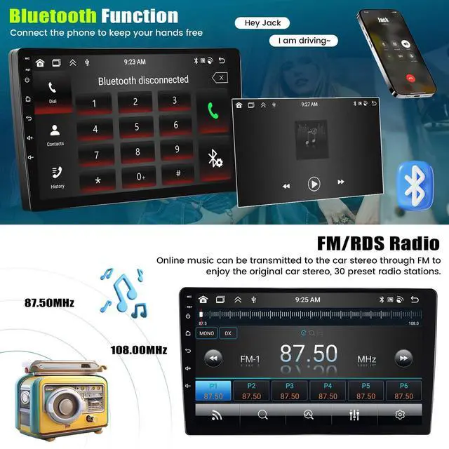 Alt view image 5 of 6 - 8 Core Car Radio Stereo for GMC Yukon Chevy Silverado Tahoe Suburban 2007-2013,4G+64G Android 15 Wireless Carplay Android Auto,9 Inch Touchscreen Car Radio with GPS WiFi Bluetooth FM/RDS SWC Dual USB