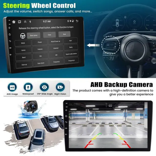Alt view image 6 of 6 - 8 Core Car Radio Stereo for GMC Yukon Chevy Silverado Tahoe Suburban 2007-2013,4G+64G Android 15 Wireless Carplay Android Auto,9 Inch Touchscreen Car Radio with GPS WiFi Bluetooth FM/RDS SWC Dual USB