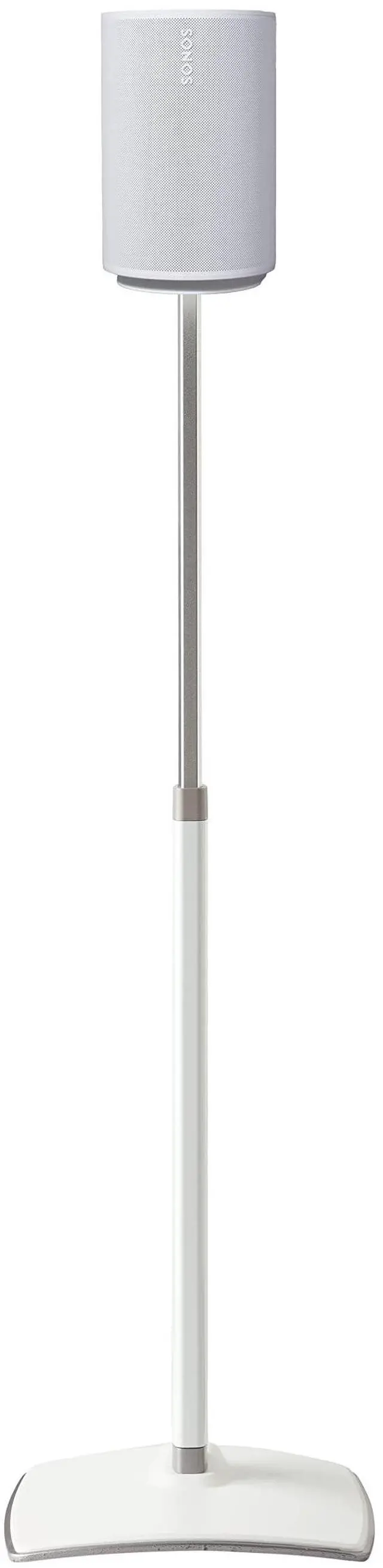 Main image of Speaker Stand for Sonos Era 100 Speakers - Height Adjustable Single Stand w/Easy 3 Step Install - Includes Rubber Feet & Carpet Spikes - White