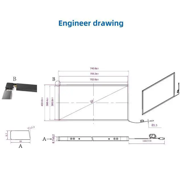 Alt view image 6 of 6 - 32 Inch Multi 10 Points IR Touch Screen Overlay,Infrared Touch Screen Frame Without Glass