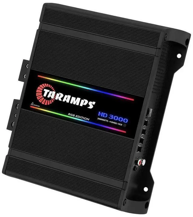 Alt view image 3 of 6 - Taramps HD 3000 4 Ohms Black RGB 1 Channel Amplifier 3000 Watts RMS Digital, 108 RGB Effects, Crossover, Low/High Pass, Bass Boost, Car Audio System, Monoblock Full Range, LED Monitor Indicator, HD 3k