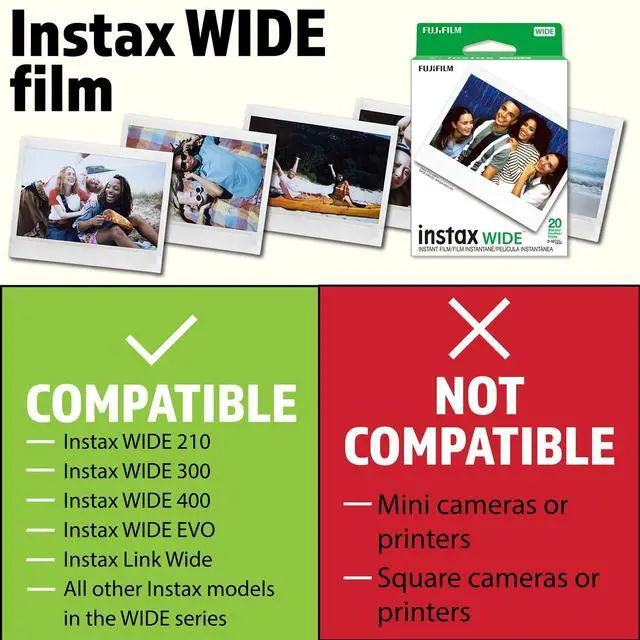Alt view image 6 of 6 - Instax Wide Instant Film Twin Pack (100 Sheets), Value Pack