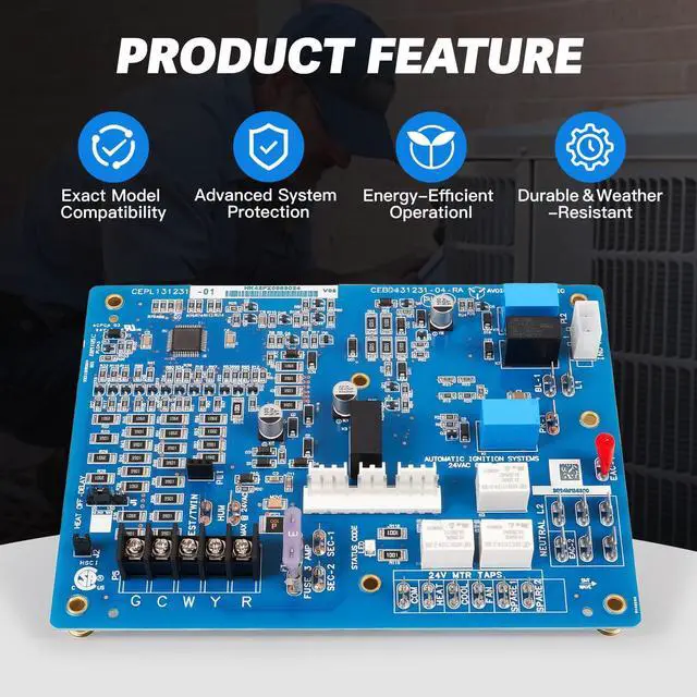 Alt view image 5 of 6 - HK42FZ086 Control Board Compatible with Carrier Payne Bryant HVAC Furnace Control Board