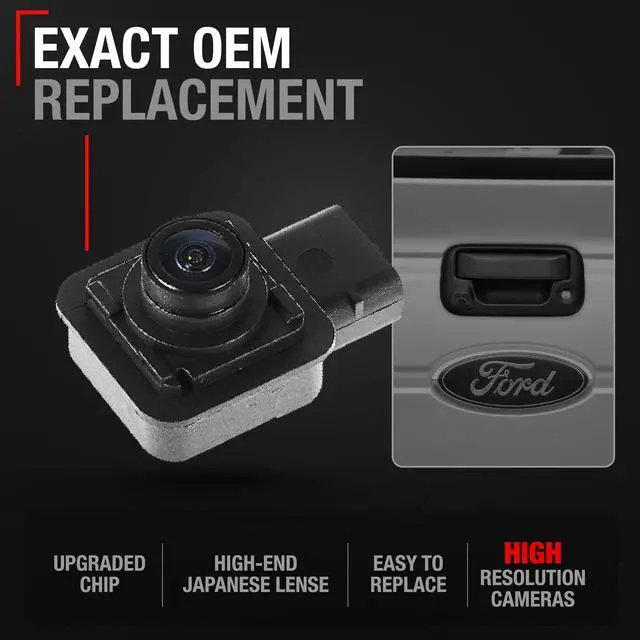 Alt view image 2 of 6 - Rear View Backup Camera - Compatible with 2015-2017 Ford F-150, 2018-2019 Ford Lobo - Reverse Park Assist Camera Replacement - OEM FL3Z19G490D, 590-080