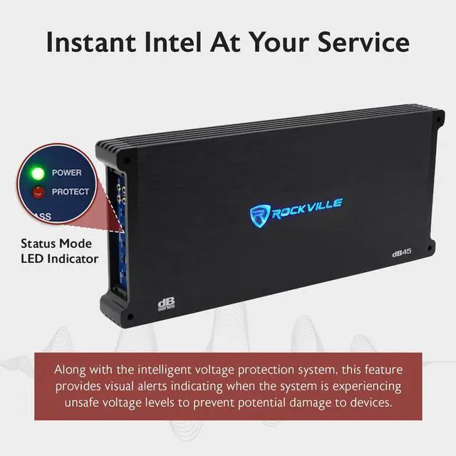 Alt view image 6 of 6 - dB45 3200W 4-Channel 2-Ohm Car Amplifier, High-Speed MOSFET, Adjustable Crossover, LED, Remote Sub Control, Perfect for Car Audio and Subs
